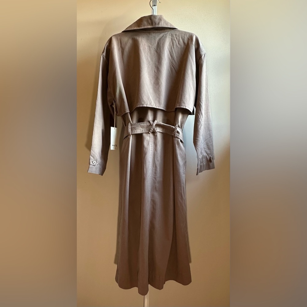 MATE the Label Tencel Twill Trench Coat Sz XS/S Mushroom Brown - Picture 3 of 11